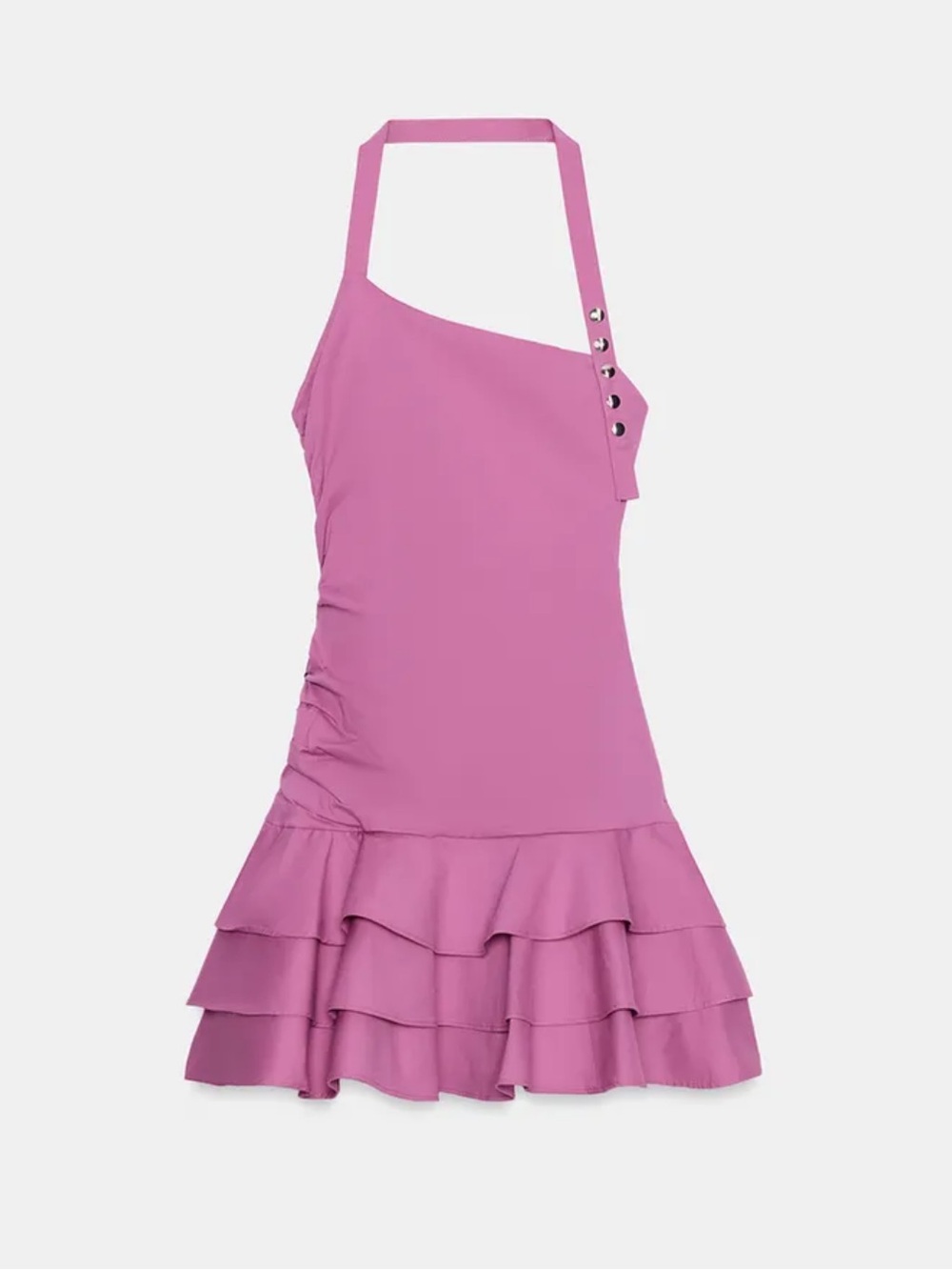 Zara Poplin Halter Neck Ruffle Mini Dress